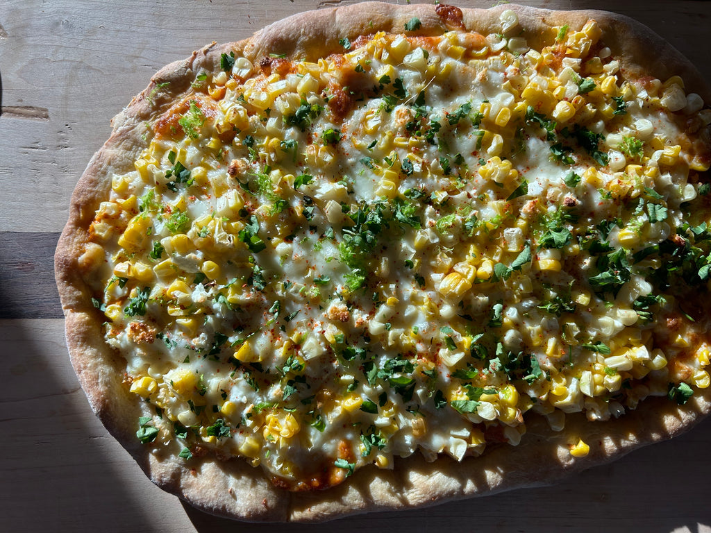 esquites flatbread pizza